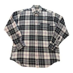 Vintage London Fog Cotton Plaid Flannel Button Down Collar LS Shirt Men's Large